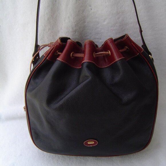 AUTHENTIC BALLY BLACK PEBBLE LEATHER DRAWSTRING SATCHEL EUC